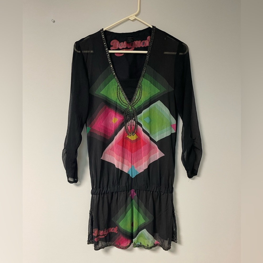 Desigual Marian blouse sheet tunic with beading size medium